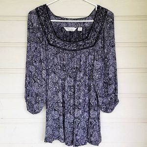 Caffe Marrakesh Sleeve Blouse size M 100% rayon.